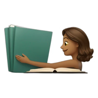 Women with coffee and book sticker