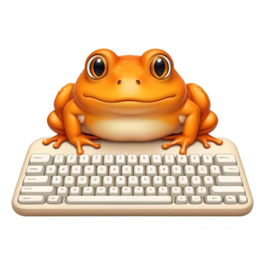 orange fat frog typing keyboard sticker