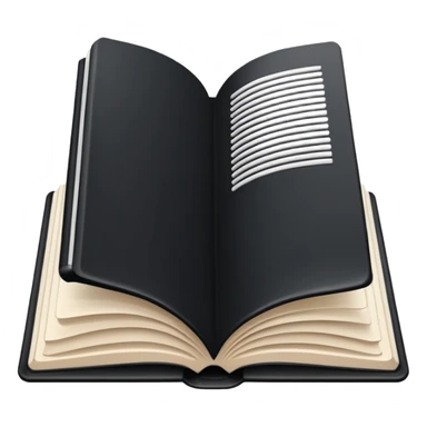 open book with black cover and with completely white pages sticker