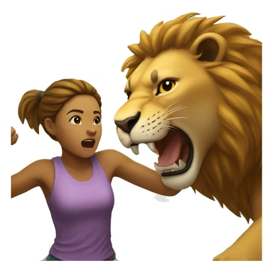 Girl fighting lion sticker