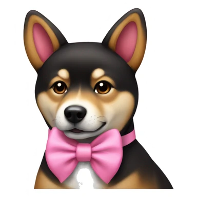 Black and tan Shiba Inu with a pink bow sticker