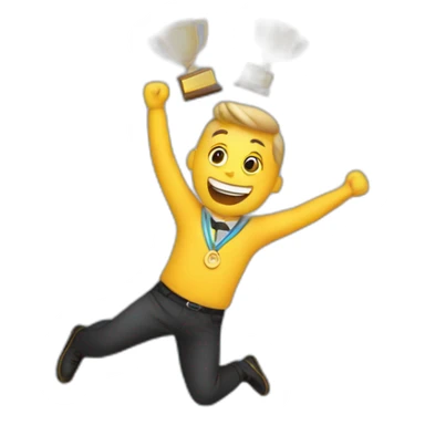floating Excited man with awards sticker