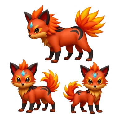 Zorua-Pyroar-Litten-Fakémon-hybrid-creature (full body)  sticker