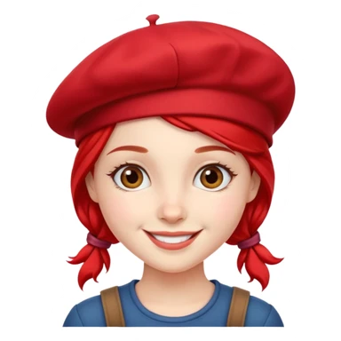 girl with a red beret, smiling sticker