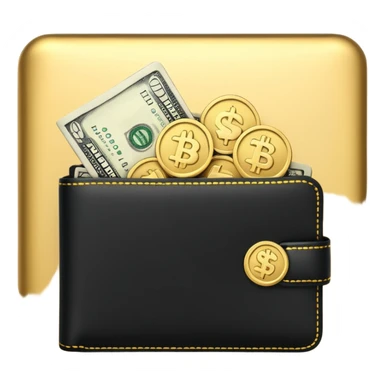 Christmas money emoji, black wallet with cash, luxury 3D emoji style, festive vibe, clean, no background
 sticker