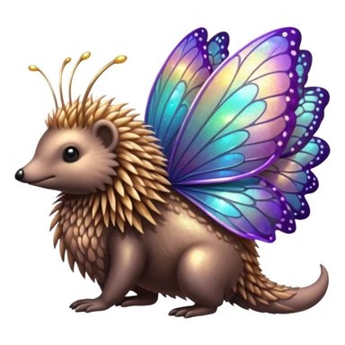 echidna with butterfly wings and sparkle sticker