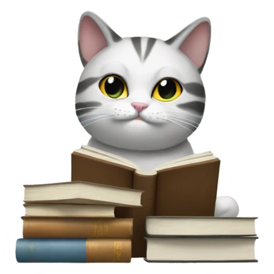 zen library cat with multiple ebooks sticker