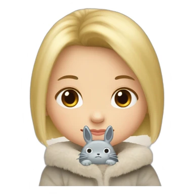 bébé fille blonde décoiffée avec une peluche Totoro  sticker