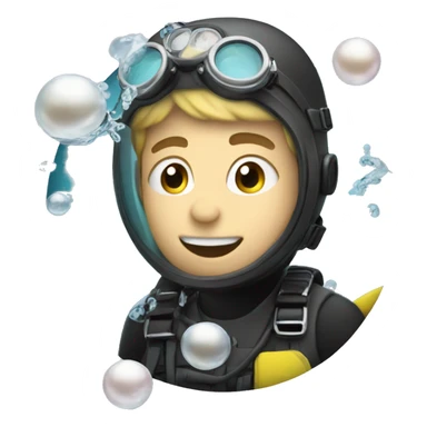 Scuba diver finding a pearl sticker