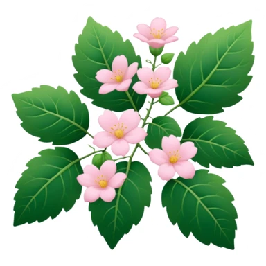 Aesthetic flowers and plants growing from the ground in colours of soft pink matching the deep green leaves (to describe/match with the word flourish) more of a wild bush or vine  sticker