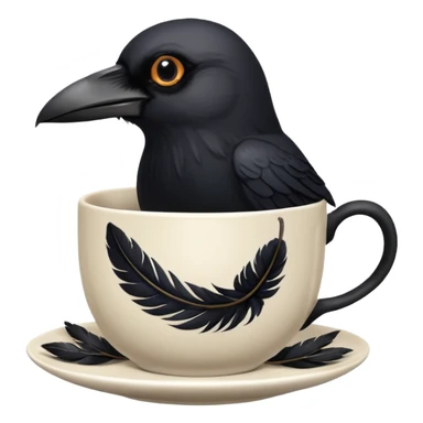 create a crow hoalding tea cup  2d sticker