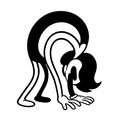 Make the bending woman pose much more exaggerated, keep the Bendy cartoon style. sticker