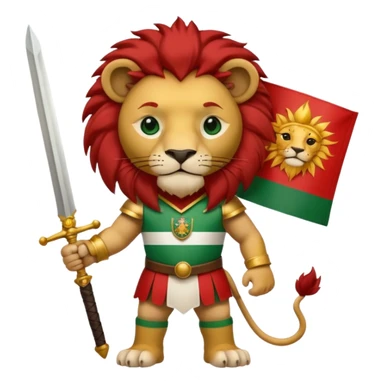 پرچم شیر و خورشید رو بساز پرچم سبز و سفید و قرمز سبز بالا سفید وسط و قرمز پایین و در وسط پرچم یعنی تو بخش سفید یک  شیر باشه که در دستش شمشیر است و پست شیر تویه همون بخش یک خورشید است  sticker