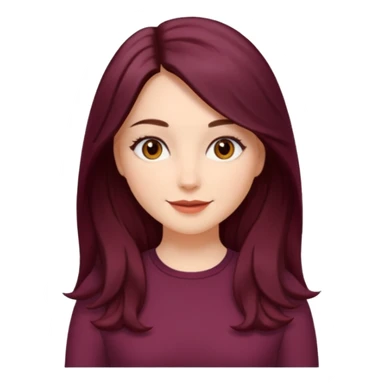 young white woman 
brown almond eyes
Long waist-long hair, center parted
slightly wavy
dark burgundy hair\ sticker