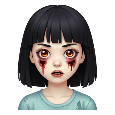 zumbi girl whit black hair with bangs down to the eyebrows sticker