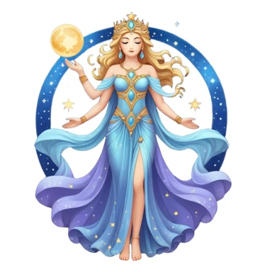 fullbody universe goddess Sophia with intricate details, cosmic goddess with starry elements, highly detailed celestial being with glowing features sticker
