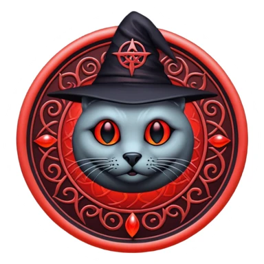 iOS emoji, dark fantasy magic seal, witch symbol, web pattern, red glow, minimal clean style sticker