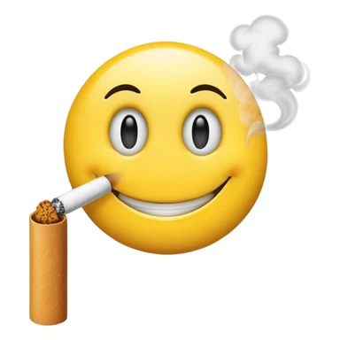 Smiley face with rolled eyes smokes a cigarette sticker