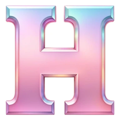Iridescent pastel pink Font setting icon with letter  sticker
