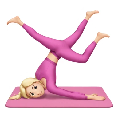 A fair-haired girl in a pink suit does a back bridge on a mat. two legs and a bridge to the other side.the feet are on the mat, the back is arched inward and the hands are stretched towards the legs sticker