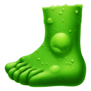 Right foot covered with green mold sticker