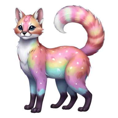 Colorful nebulae nebula starry galactical shiny tropical pale light fruity pastel white glorious iridescent divine exotic cute beautiful realistic antasy-caracal-civet-genet-sergal-vernid-Cacomistle-Trico-oncilla-animal-Fakémon-hybrid-fursona (full body) sticker