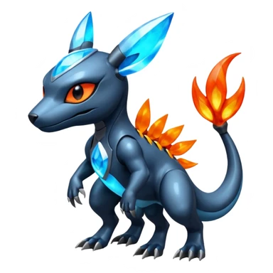 Shiny Futuristic Dusknoir-Salandit-Glaceon-Fakémon-hybrid-creature (full body)  sticker