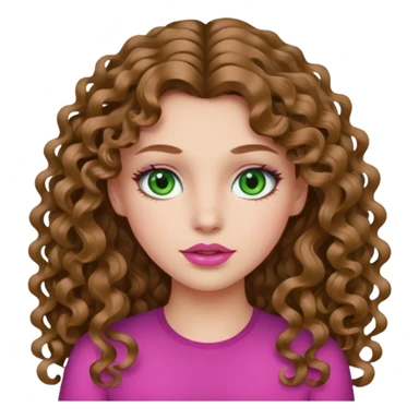 بنت بيضا شوي شعرا ل طويل ولا قصير عيونا خضر شفايفه زكريات شعرا فيو لفات كيرلي و لونو بني فاتح sticker