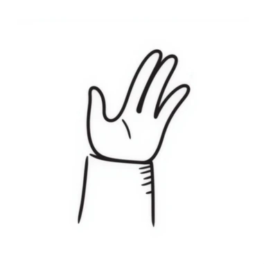 a hand, black doodle style sticker