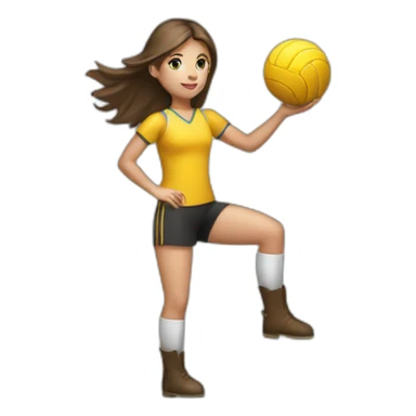A girl on a horse doing Horseball picking up the ball off the floor sticker