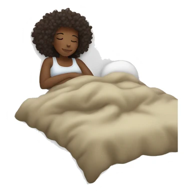curly haired dark skinned woman cozy sleeping in a comfy bed sticker
