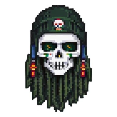 skull with dreadlocks wearing a ski mask sticker