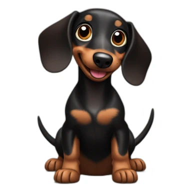 A happy Black and Chocolate Dachshund wagging its tail. sticker