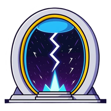 teleportation portal with lightning and cosmic energy sticker