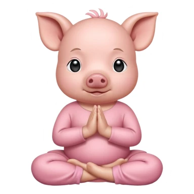 a cute baby pig meditating sticker