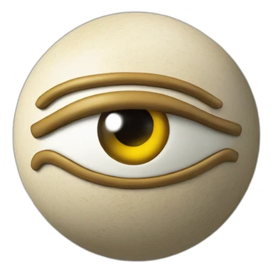 3d sphere with a cartoon Stray skin texture with Eye of Horus sticker