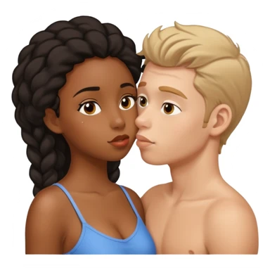Kissing black girl and white boy  sticker