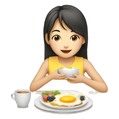 girl eating breakfast as asian sticker