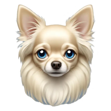 Cream color long haired Chihuahua dog with blue eyes sticker