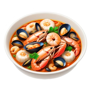 cinematic-realistic-buzara-seafood-dish-emoji,-depicted-as-a-rustic,-flavorful-seafood-stew-with-shellfish-rendered-with-rich-textures-and-dynamic,-maritime-lighting. sticker