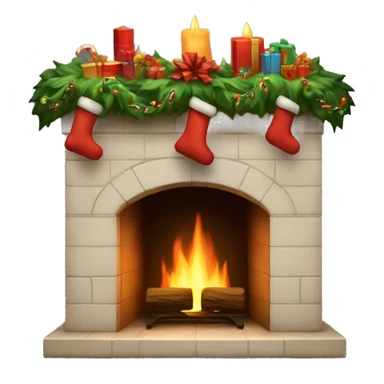 A realistic Christmas fireplace sticker
