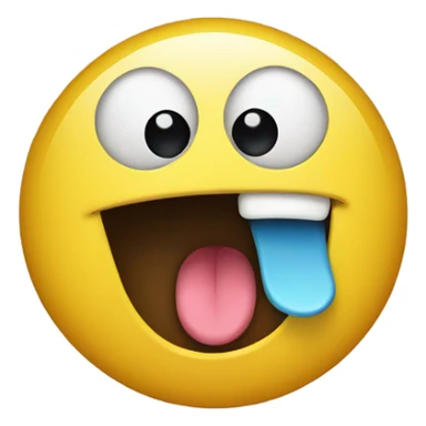a yellow circle with a tongue sticking out and two crossed eyes sticker