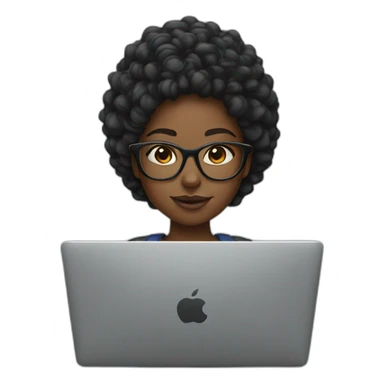 Black girl with a laptop with glasses sticker