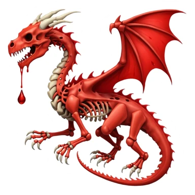  skeletal skeleton bone dragon with some blood dripping sticker