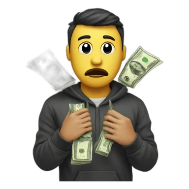 emoji holding money and being sad sticker
