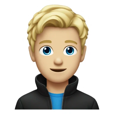 blonde boy in black jacket with blue eyes sticker