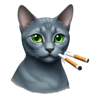 Russian blue cat green eyes smoking cigarette sticker