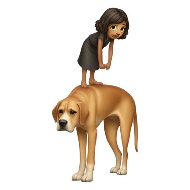 Girl standing on top of dogs head  sticker