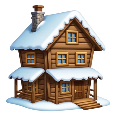 wood house with snow sticker