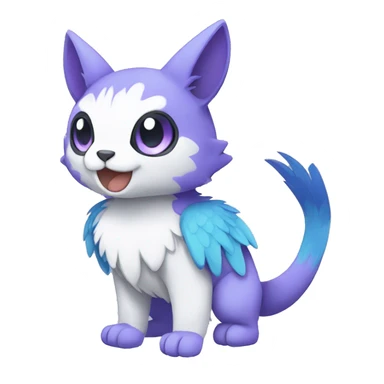 Cute cool purple white blue animal hybrid Fakemon full body sticker
